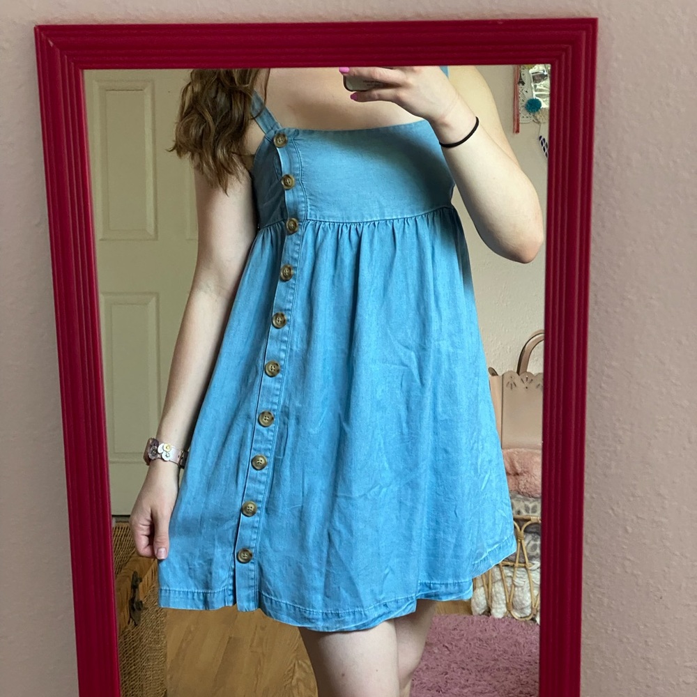 Urban Outfitters Blue Babydoll Button Dress